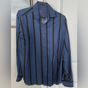 Bugatchi Uomo Men’s Classic Fit Striped Dress Shirt w/ Flip Cuff-Sz S-Nordstroms